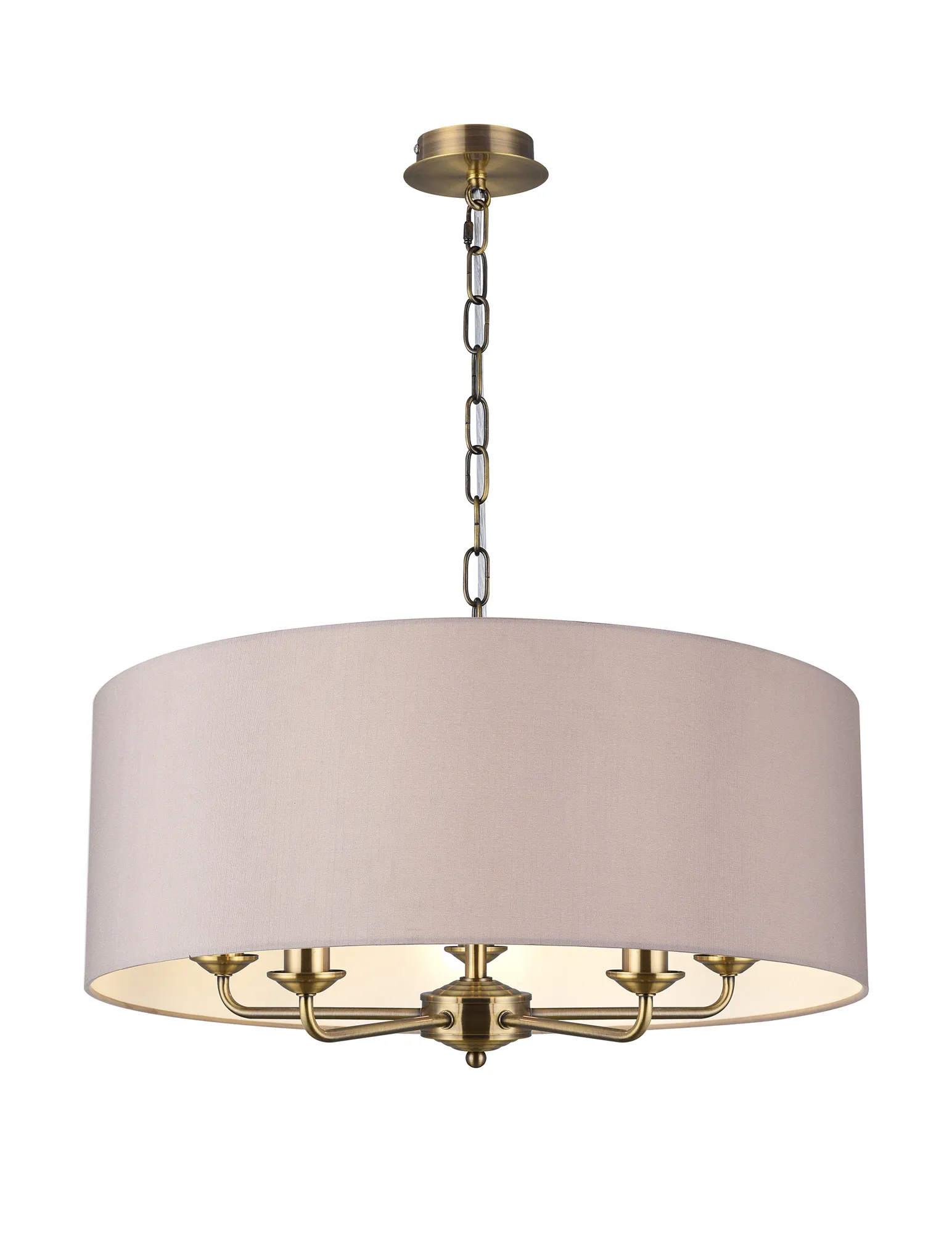 DK0661  Banyan 60cm 5 Light Pendant Antique Brass; Grey